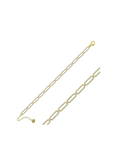 925 Ayar Gümüş Gold Oval Taşlı Bileklik Beyaz 01478892
