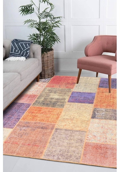 Folk Patchwork Desenli Dokuma Taban Dekoratif Renkli Halı Ba 03