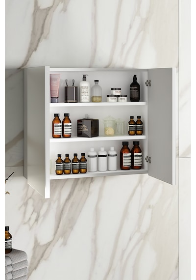 Çiğdem 80 Cm Beyaz Mdf Aynalı Asma Banyo Üst Dolabı Beyaz