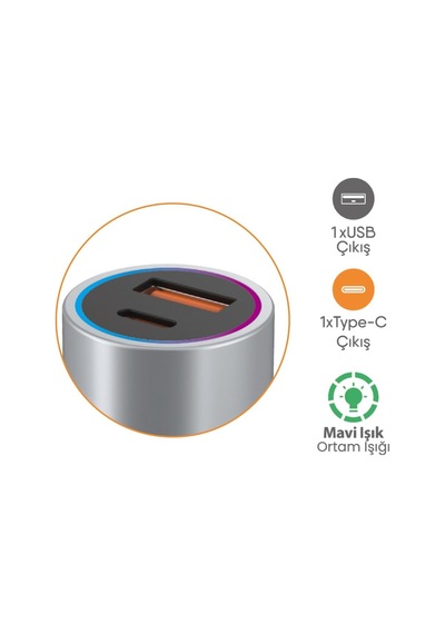 Samsung Galaxy S22/s22 Plus/s22 Ultra İle Uyumlu 45w Hızlı Araç Şarj Cihazı, Usb + Pd Çift Çıkış, Siyah