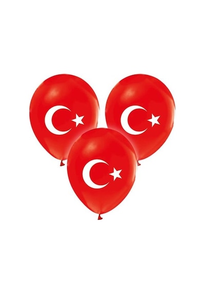 Ay Yıldız Kırmızı Balon 12 Inch 15 Adet