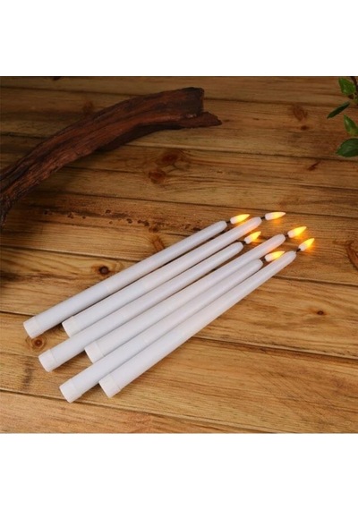6 Adet Pilli Mum Led Alevsiz Dekoratif Aydınlatma Düğün Dekorasyon 28 Cm