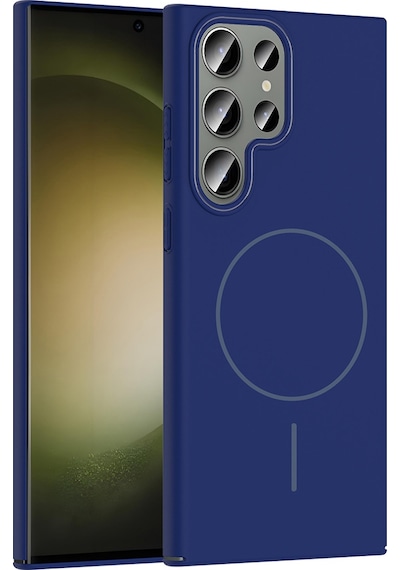 Samsung Galaxy S23 Ultra İçin Magsafe İle Uyumlu Kılıf Lansman Sert Silikon Ruby Kapak Lacivert