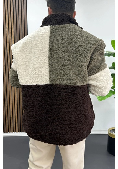 Edwox Erkek Tam Oversize Geniş Kalıp Peluş Mont Edw446 Renkli