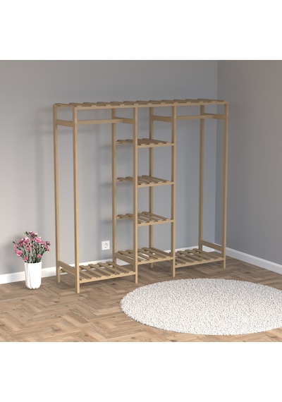 Ahşap Gardırop, Masif Ahşap Dolap, Açık Dolap, Gardırop 150x40x150 Ahşap