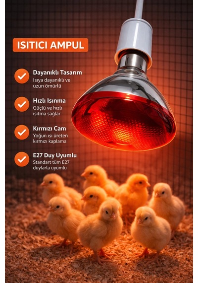 150w Isıtıcı Aul Kırmızı Isı Lambası Civciv Kümes Kuluçka E27 Duy Isıtma Aulü