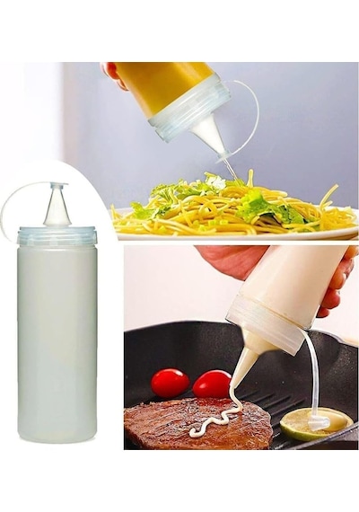 2 Adet Sos Şişesi 700 Ml Plastik Yağlık Sirkelik Ketçap Mayonez Sızdırmaz Sosluk Yağdanlık,bpa Şeffaf