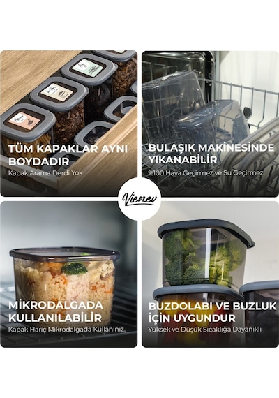 Vienev Etiketli Foly Kare Saklama Kabı Antrasit 9'lu Antrasit