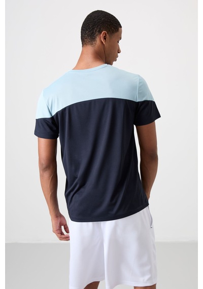 Tommy Life Lacivert Polyester Nefes Alan Dokulu İnce Esnek Standart Fit Erkek Performans T-shirt - 88386 Lacivert