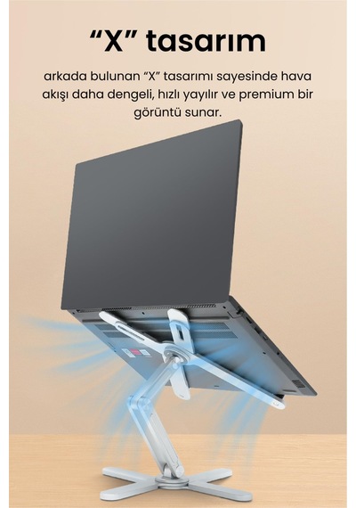 Frısby 3 Eksenli Yüksekliği Ayarlanan Alüminyum Ergonomik Laptop Standı, Laptop Yükseltici 15.6" 1