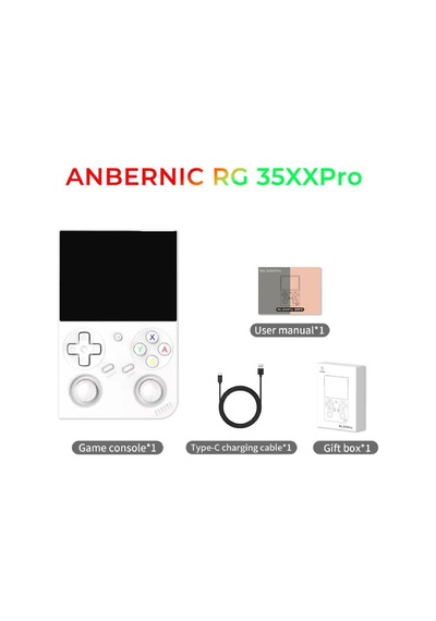 Rg 35xx Pro 64 Gb 3.5 İnç Ips Ekran Çift Analog Kollu Retro El Konsolu Beyaz
