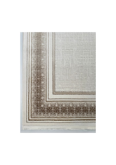 Merinos Vista Krem Kahverengi Çerçeveli %100 Akrilik Yumuşak Dokulu Salon Oturma Odası Halısı 79319-80