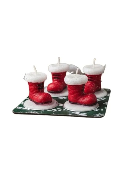 Jenerik Noel Baba Ayakkabı Mum 4'li Çok Renkli
