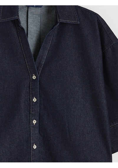 Lcw Vision İndigo Loose Fit Kadın Jean Gömlek