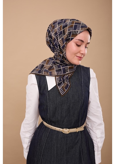 Silk Home Yaz Esintisi Eşarp 150001-12 Lacivert, Zeytin Kahve, Gri