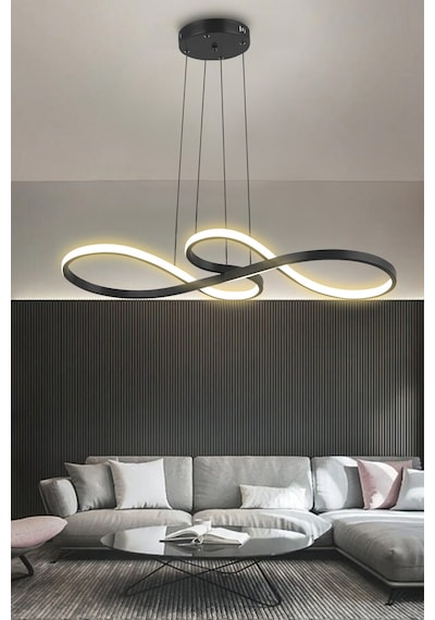 Yol Modern Sarkıt Mutfak, Balkon Led Avize - Kumandalı / Siyah Siyah