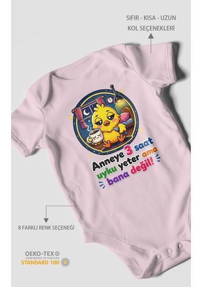 Morivokids Anneye Özel Kısa Kollu Bebek Body %100 Pamuk Zbn245-kk Bebe Pembe