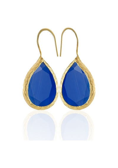 Kadir Jewellery 22 Ayar Altın Kaplama Damla Taşlı Küpe -el İşçiliği Ve Hipoalerjenik Küpe Parlement Mavisi 45175177
