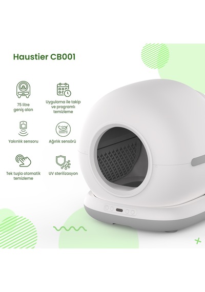 Haustier Cb001 Gri Kedi Tuvaleti Qq003 Beyaz Mama Kabı Wf007l Beyaz Kedi Suluğu 3 Lü Set Haustier Türkiye Garantili