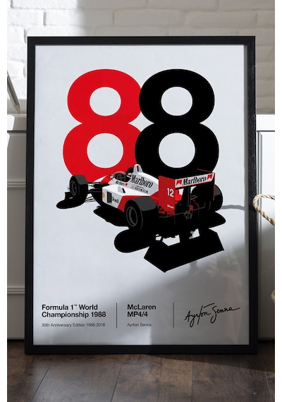 Mclaren Formula 1 Siyah Ahşap Çerçeveli Poster, Dekoratif Araba Duvar Tablosu