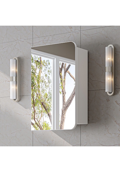 Likya Kulpsuz Tek Kapaklı Aynalı Mdflam 45 Cm Aynalı Banyo Üst Dolabı Beyaz