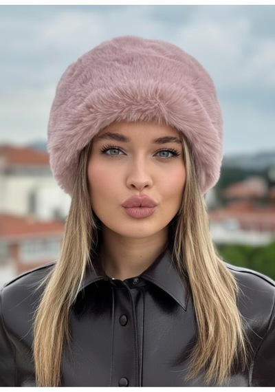 Mollycrush Kışlık Kalpak Şapka Rus Slav Kazak Moğol Eskimo Tarzı Rahat Kalpak Pembe