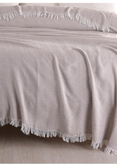 Tr Carden Organik Pamuklu Kaymaz Koltuk Örtüsü Desenli 200x230 Cm Kanepe Çekyat Buldan Bezi Bej Diğer