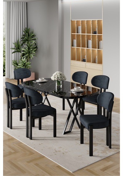 Canisa Radon Serisi Mdf 90x168 Sabit Siyah Mermer Desen Mutfak Masa Takımı 6 Antrasit Sandalye Siyah Mermer Desen Masa Antrasit Sandalye Canisa Radon Serisi Mdf 90x168 Sabit Siyah Mermer Desen Mutfak Masa Takımı 6 Antrasit Sandalye Siyah Mermer Desen Masa Antrasit Sandalye