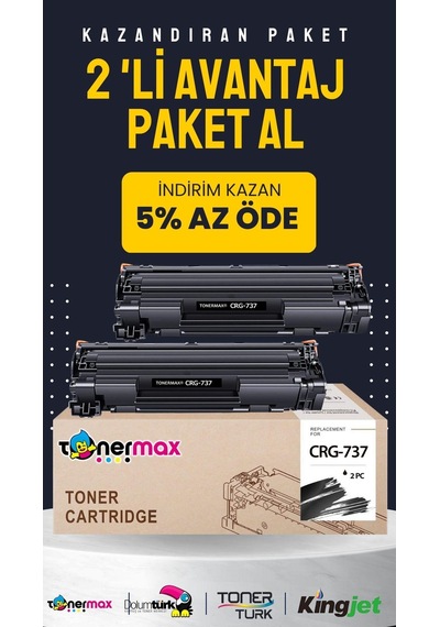 Canon Crg-737 Uyumlu  Toner 2'li Paket/ Mf211 / Mf212 / Mf216 / Mf217 / Mf226 / Mf229 / Mf237