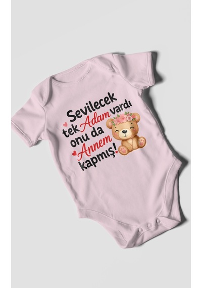Morivokids Anneye Özel Kısa Kollu Bebek Body %100 Pamuk Zbn271-kk Bebe Pembe