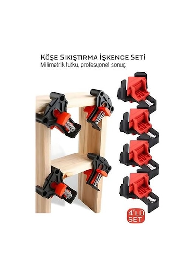 90 Derece Köşe Sıkıştırma İşkence Seti 4'lü - Köşe Tutucu Köşe Birleştirici