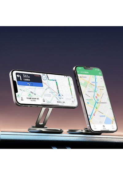 360 Dönebilen Araç İçi Telefon Tutucu Magsafe Özellikli Masa Üstü Lüks Telefon Tutucu Siyah