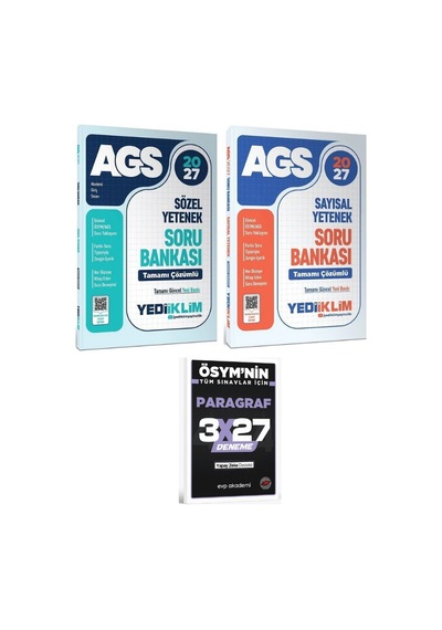 Yediiklim 2027 Meb-ags Sözel + Sayısal Yetenek Soru Bankası 2 Li Set+ Evp Akademi Paragraf