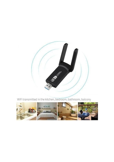 1200Mbps Dual Band Uzun Menzilli Kablosuz Wi-Fi Adaptörü USB Anten
