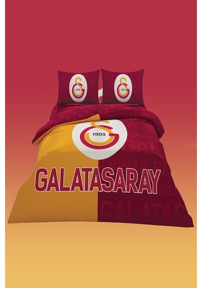 Lisanslı Galatasaray Parçalı Logo Pamuk Çift Kişilik Nevresim Takımı Çok Renkli Renkli