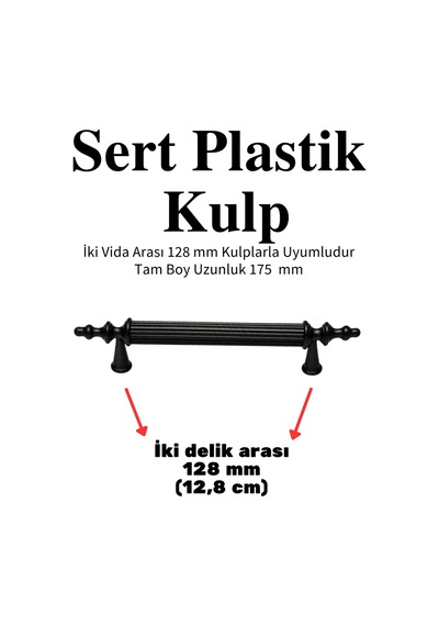 30 Adet Sert Plastik Polais 128 Mm Siyah Mobilya Mutfak Çekmece Dolap Kapak Dolabı Kulpu Kulbu Kulpları Siyah Siyah