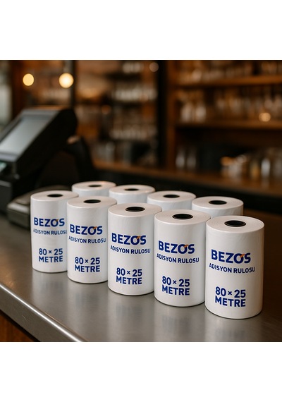 Buradabulabilirsin Bezos 80x25 Mm Adisyon Rulosu Termal Rulo 5 Paket 50 Adet Bbz
