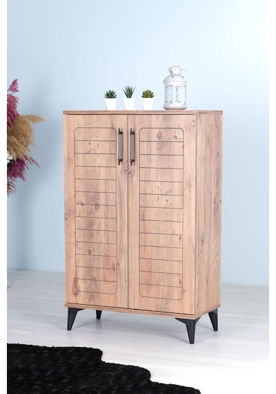 Luna 2 Kapaklı 4 Bölmeli Modern Ayakkabılık - Çam Desenli 70x10