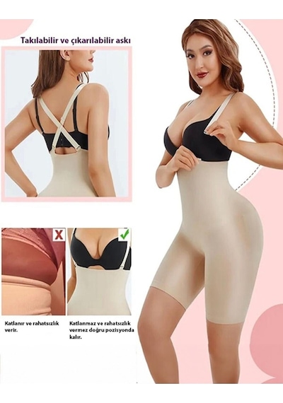 Mistirik Pagliye Model Lazer Kesim İz Yapmayan Askılı Şort Toparlayıcı Korse Ten Renk Ten
