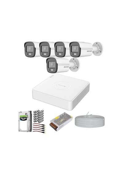 HIKVISION COLORVU GECE-KARANLIKTA 7/24 RENKLİ 5 KAMERALI SET 1TB