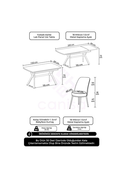 Canisa Poy Serisi 89x150 Açılabilir Lak Panel Beyaz Mermer Desen Masa Takımı 6 Antrasit Sandalye Beyaz Mermer Desen Masa Sandalyeler Antrasit Canisa Poy Serisi 89x150 Açılabilir Lak Panel Beyaz Mermer Desen Masa Takımı 6 Antrasit Sandalye Beyaz Mermer Desen Masa Sandalyeler Antrasit