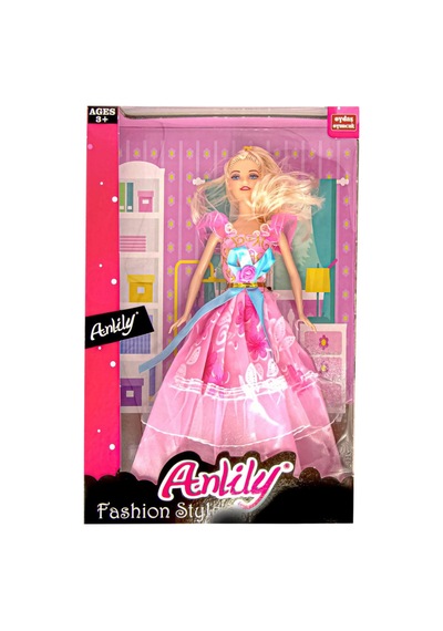 Anlily 30 Cm Moda İkonu Pembe Elbiseli Oyuncak Bebek