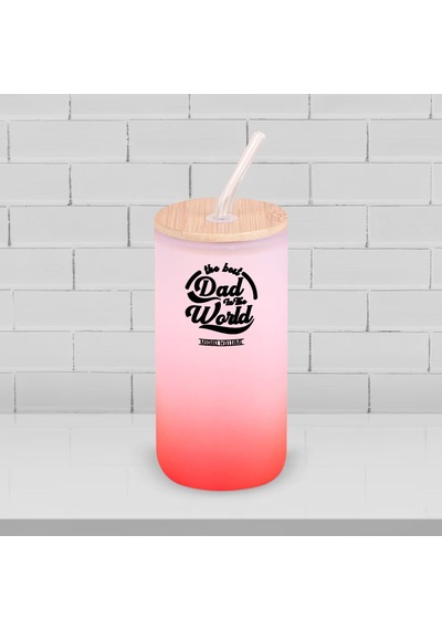 Bk Gift İsimli Dad Tasarımlı Kırmızı Renk Pipetli Buzlu Cam Bardak 600ml - 6, Babaya Hediye, Doğum Günü Hediyesi Kobitmeyen137849 Bk Gift