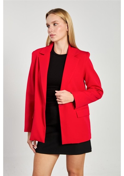 Barrels And Oıl Kadın Tek Düğmeli Blazer Ceket - Kırmızı Kırmızı