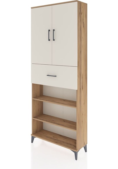 Arges Dolap 5 Raflı Tek Çekmeceli 2 Kapaklı 88x30x221 Çam-aytaşı Çam