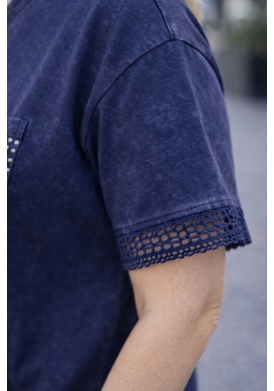 Cedy Denim Cedy - Kadın Özel Tasarım Esnek, Pul Payet, Dantel Detaylı Yıkamalı Büyük Beden Tişört Lacivert Cedy Denim Cedy - Kadın Özel Tasarım Esnek, Pul Payet, Dantel Detaylı Yıkamalı Büyük Beden Tişört Lacivert
