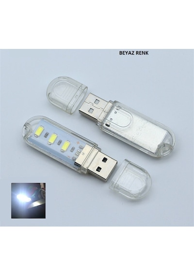 Taşınabilir Mini USB Beyaz LED Lamba 3 Ledli 5730 SMD Kamp Stick Beyaz