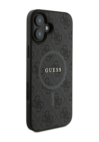 Apple Uyumlu iPhone 16 Plus Kılıf Guess Lisanslı M-safe Bilek Askı İpli Yazı Logolu Kapak Siyah