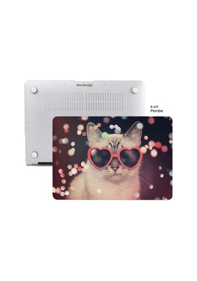 Apple Uyumlu MacBook Air M1 Kılıf 13 İnç Cat01nl Touchıd'li M1 Air A2337 A2179 A1932 İle Pembe