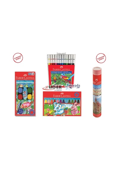 Faber Castell Kuru Sulu Pastel Keçeli 12 Renk 4 Parça Boya Seti